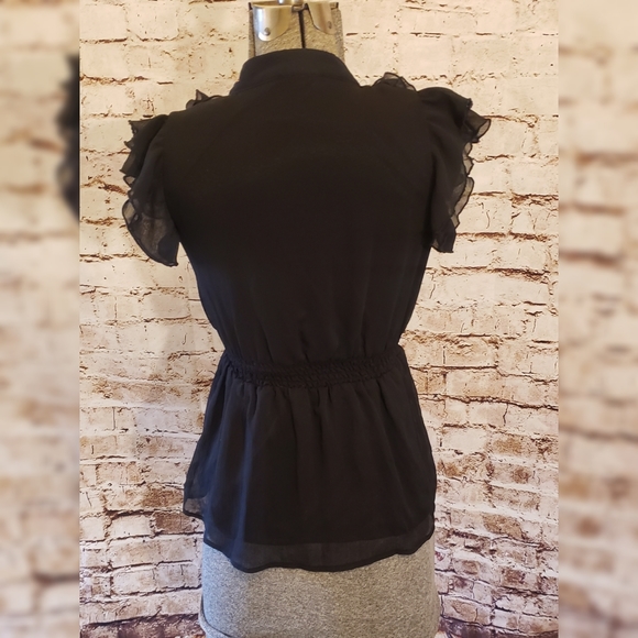 H&M Black Chiffon Top with Soft Ruffles - Picture 3 of 5